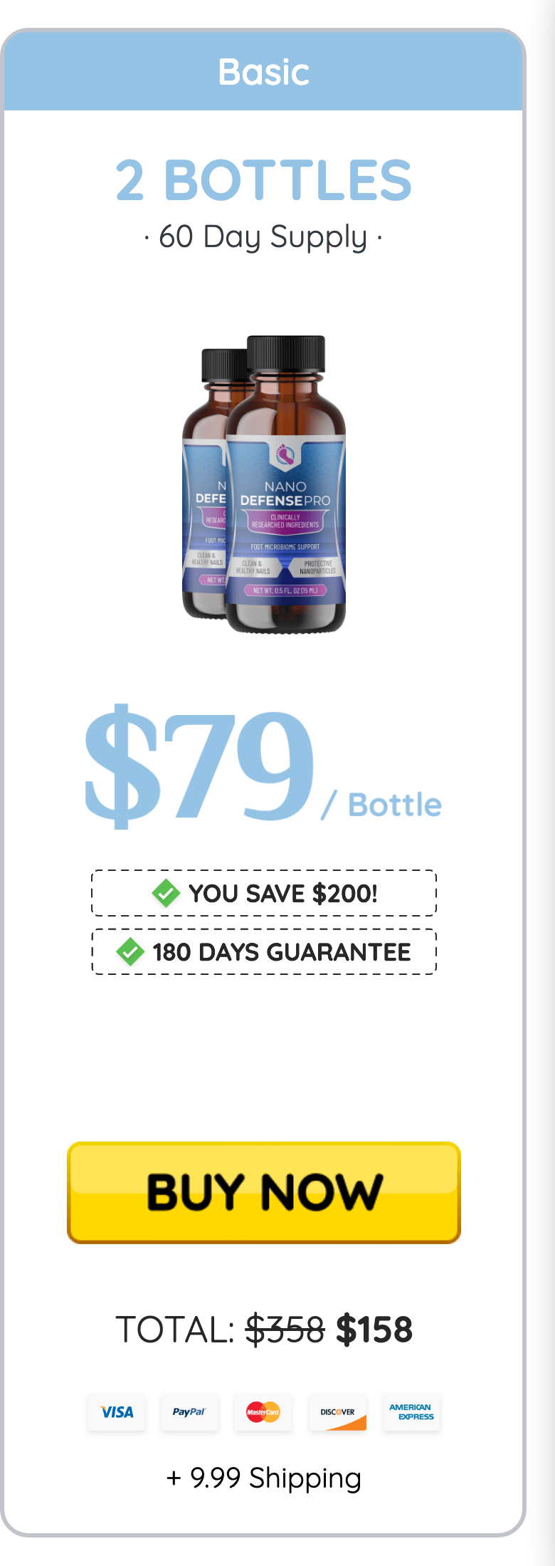 Nanodefense Pro 60 day supply pricing